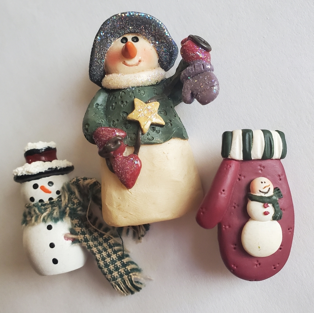 Snowman Winter Pin Brooch Lot